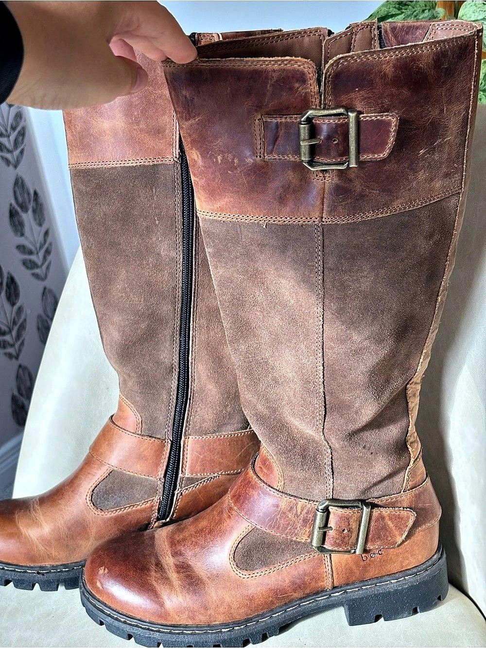 b.o.c born concepts Leather Tall Buckle Boots Brown US 7.5-8